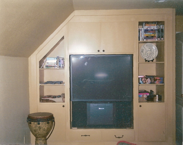 Almond-painted Entertainment Center