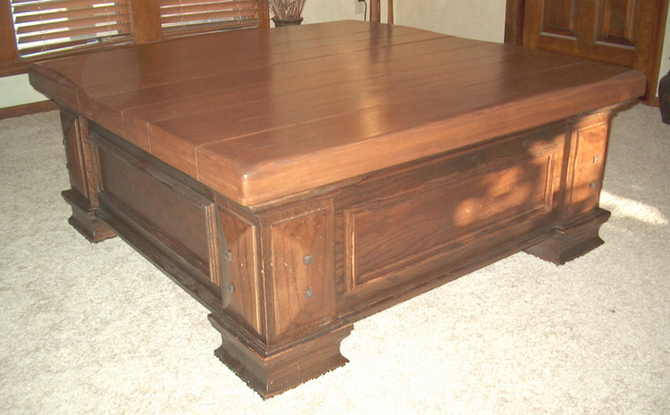 Brown Oak And Cherry Sliding Top Coffee Table