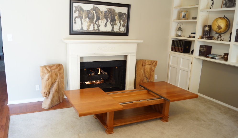 Cherry Wood Sliding Top Coffee Table –