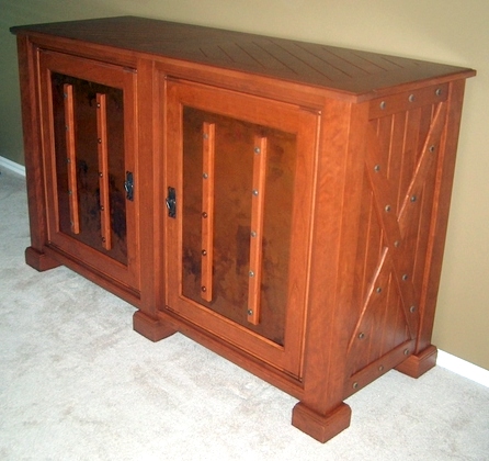 Cherry Entertainment center with Copper Door Panels