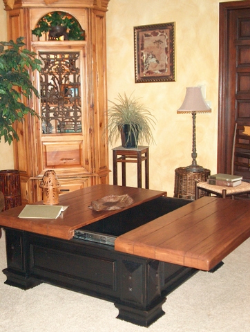 Black Oak And Cherry Sliding Top Coffee Table