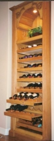 Hickory Wine Case With Slide Out Shelves