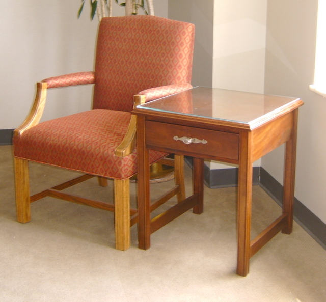 End Table Mahogany With Glass Top