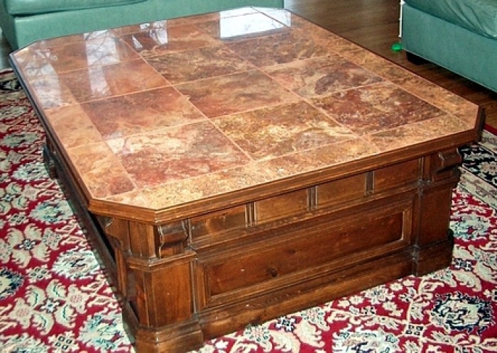 Coffee Table with Marbel Top and Large Drawers