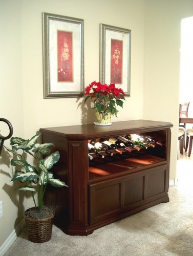 Oak Wine Cabinet With Subwoofer