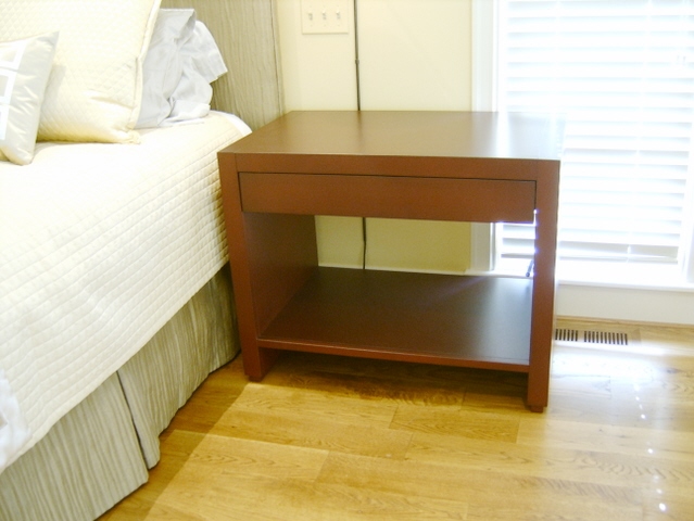 Painted Red/Black Night Stand with Drawer