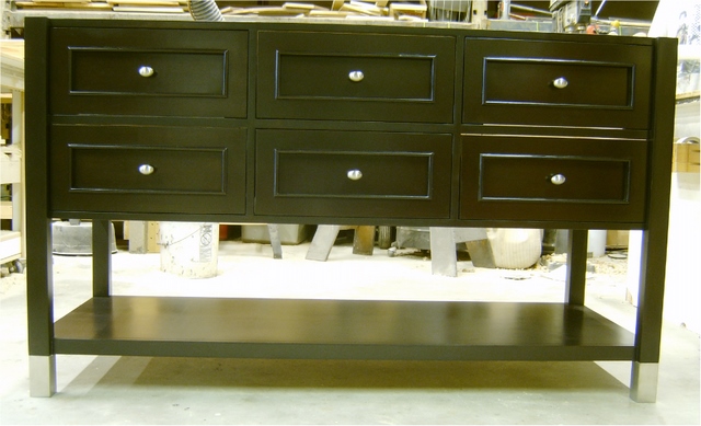 Espresso maple vanity With Stanless Feet