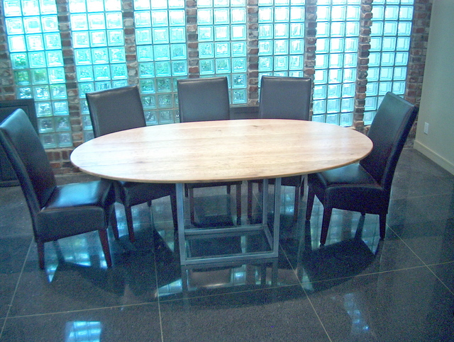 Dining Table Quarter Sawn Sycamore and Metal