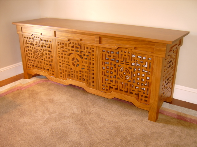 Teak Console With Air Filtering Fan