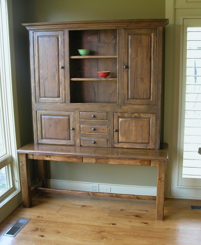 Desk Pine with Storage Display Upper