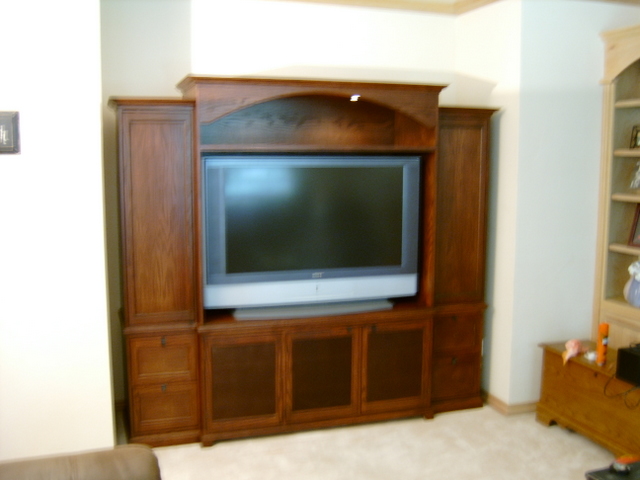 Oak Entertainment Center with Arch