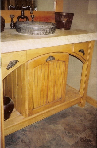 Pine Bath Vanity with arched Rail