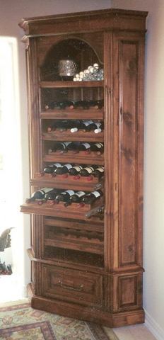 Pine Wine Storage Corner Cabinet