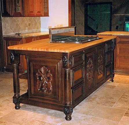 Kitchen Island with Carvings