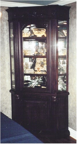 Maple Corner Display Cabinet with Mirrored Back