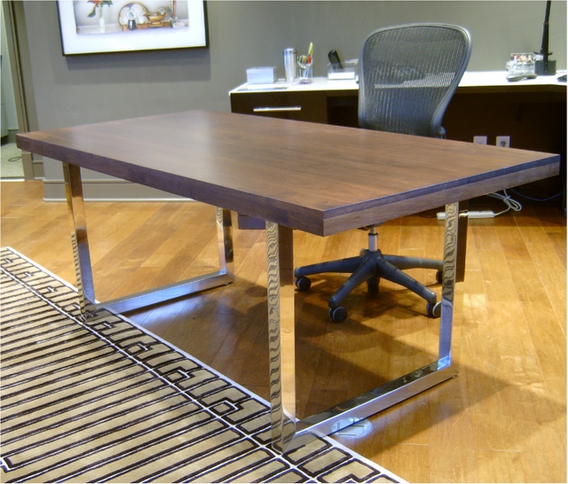 Desk Walnut w/Polished Stainless Steel Legs