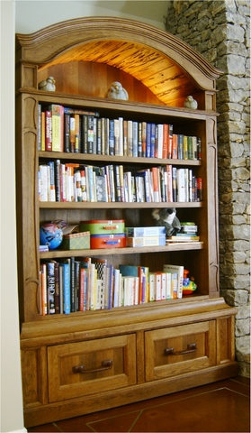 This image has an empty alt attribute; its file name is hickory-bookcase.jpg