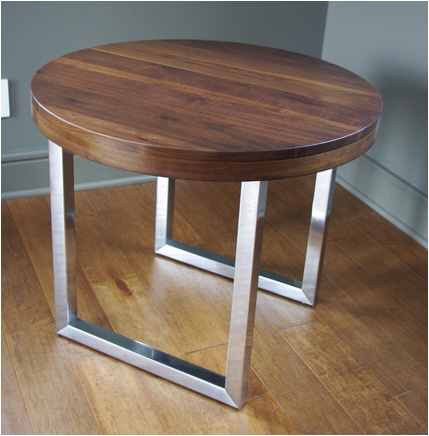 End Table walnut with Polished Stainless Steel Legs