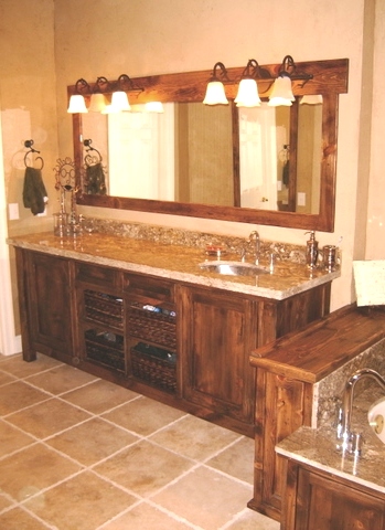 Pine Vanity with Baskets