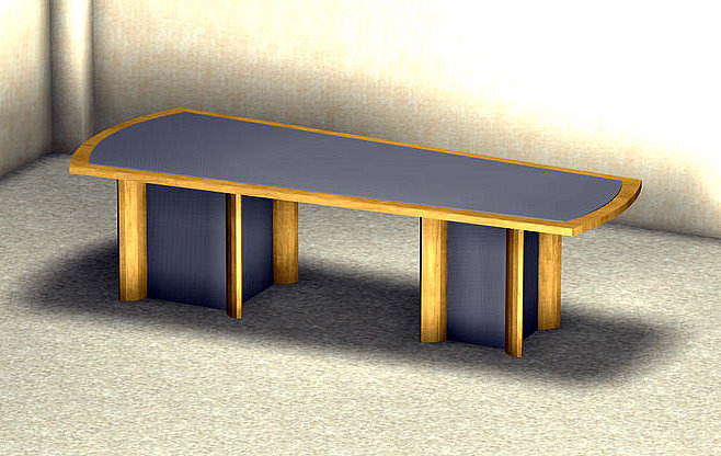 Conference Table Wood with Steel and Wood Base