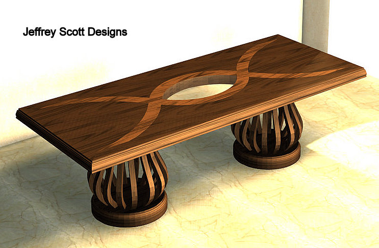 Conference Table with Inlay and Pedestal Base