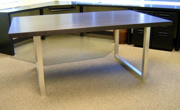 Desk Walnut Veneer and Brushed Aluminum