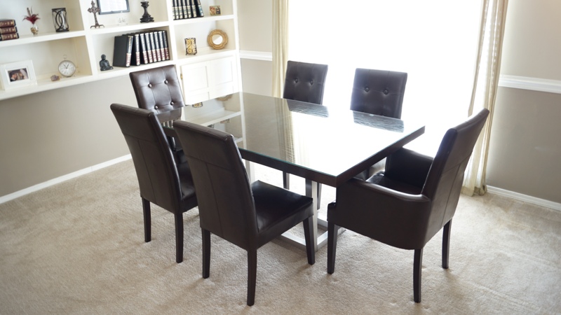 Dining Table Walnut, Burl, and Steel