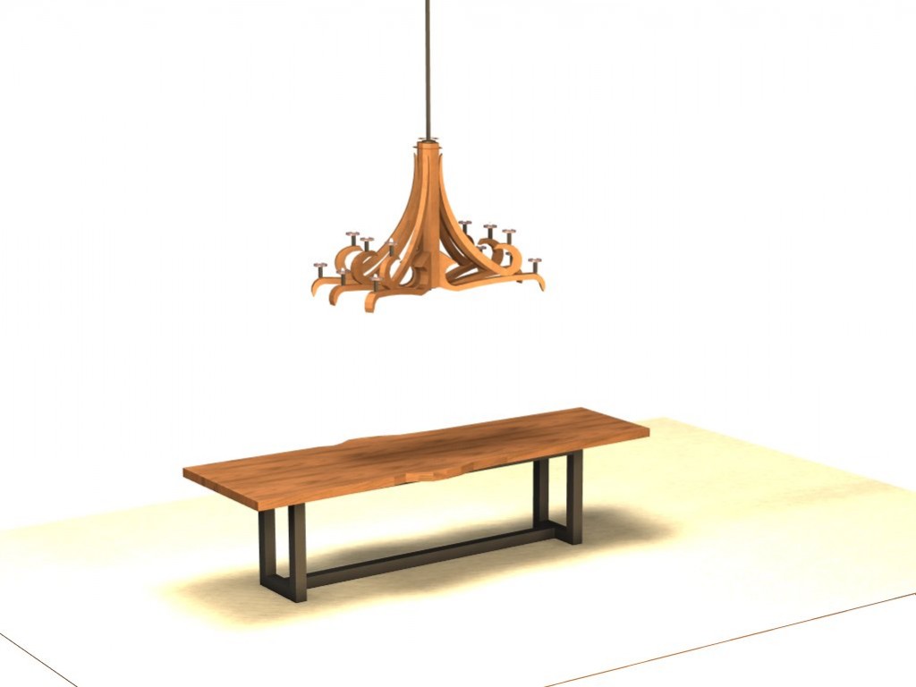 Live Edge Dining Table with Custom Light Fixture