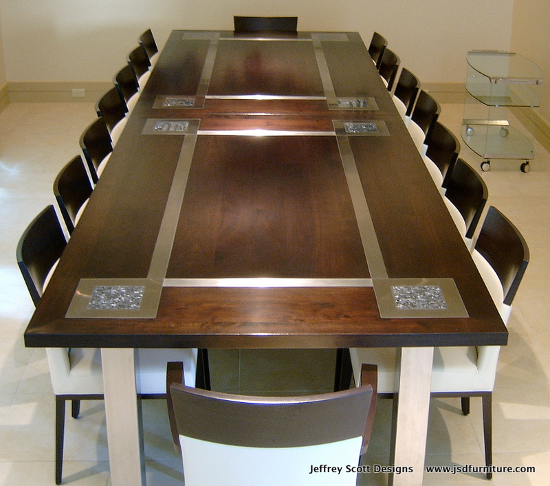 Conference Table Walnut, Steel, and Granite 15′