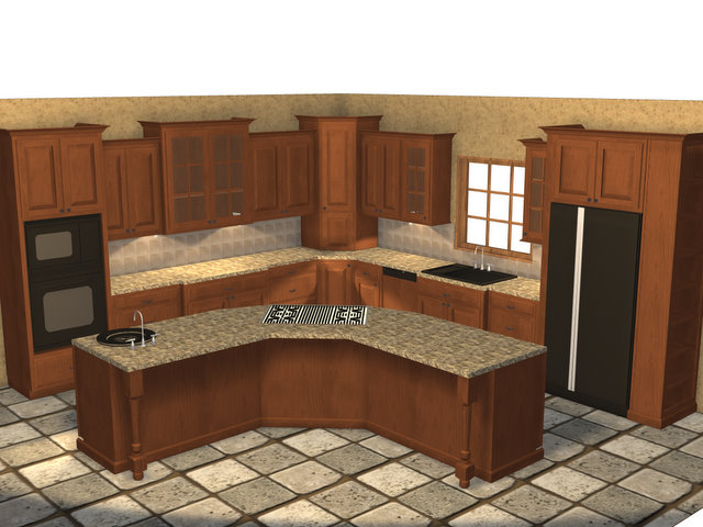 Kitchen with Center Stove