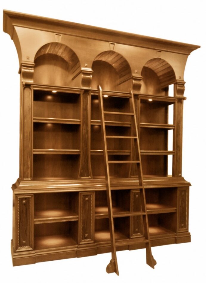 Three Arches Bookcase Library with Ladder